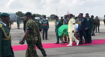 BREAKING: Body of late COAS Lagbaja arrives Lagos Airport (Photos)