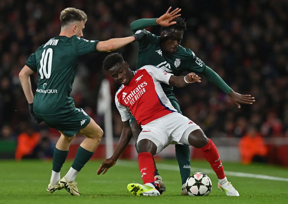 UCL: Saka nets brace as Arsenal beat Monaco 3-0