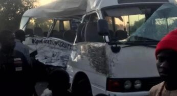 Two Borno State University students killed, three injured in trailer-school bus crash