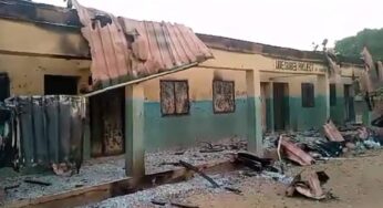 Senator Abba Moro reacts as arsons burn down Secondary School in Okpoga